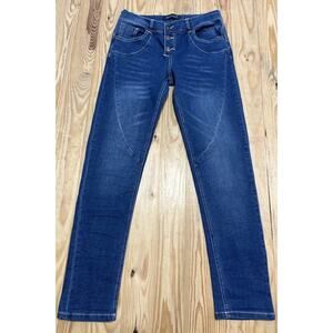 Midiross Women's Button Fly Straight Leg Jeans Blue Denim Size Small